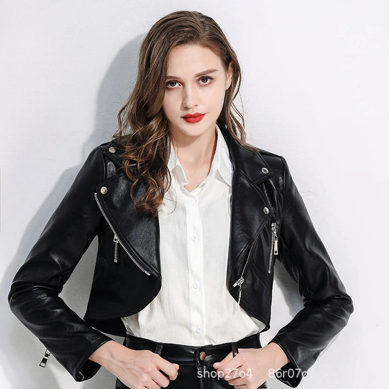 Rivet beading Pu Leather Jacket
