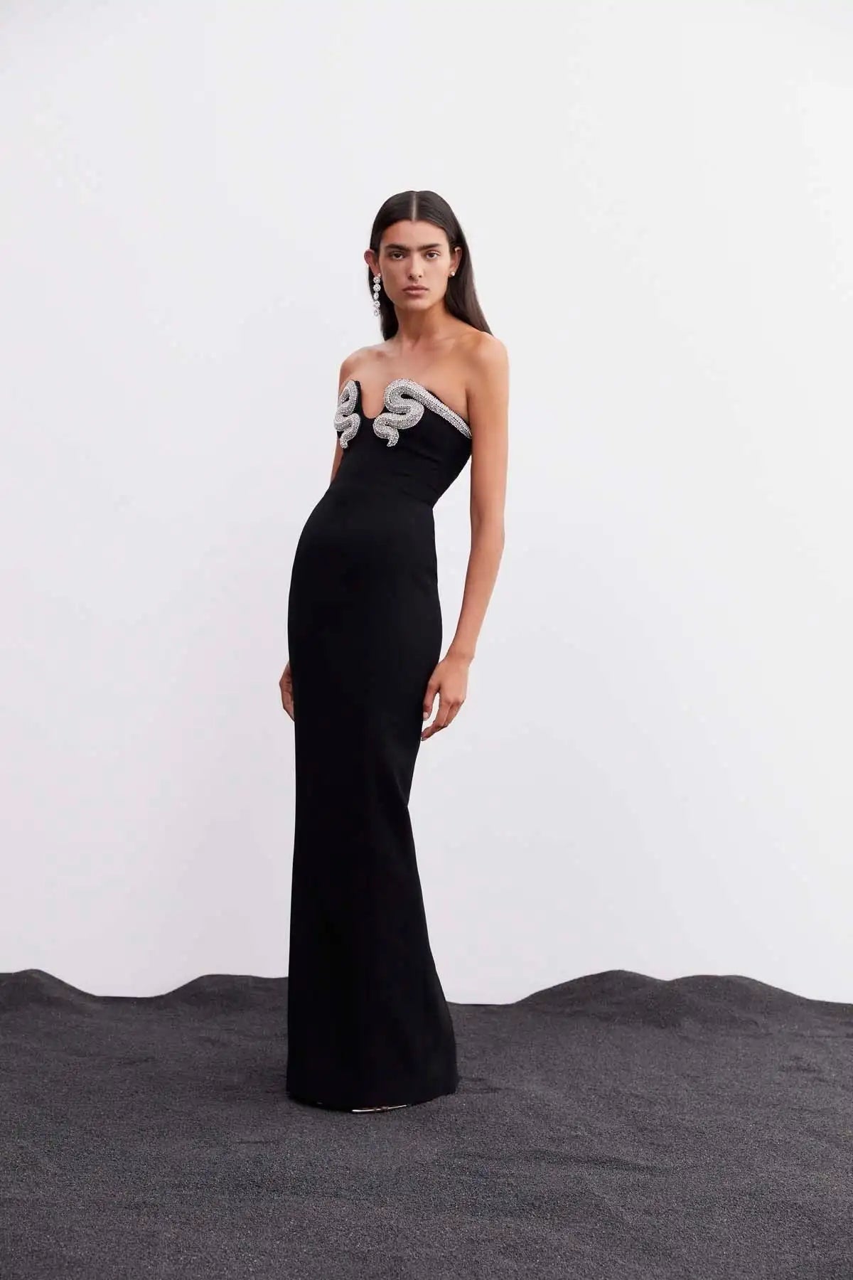 High Quality Strapless Rhinestones Bodycon Dress