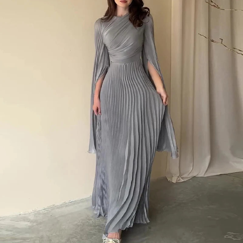 Elegant Solid Color Pleated Robe