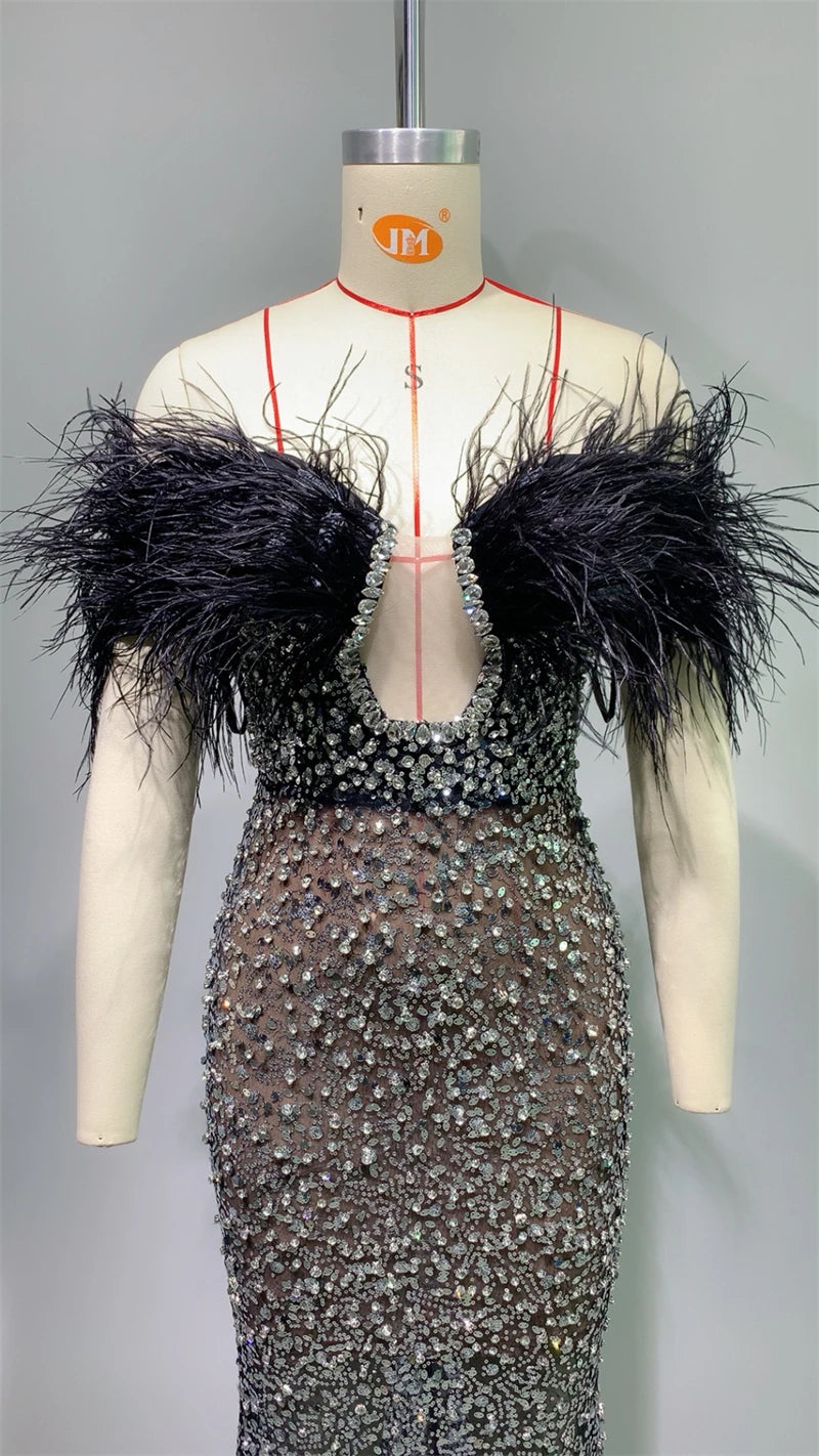 Luxury Feather Dazzling Diamonds Sexy