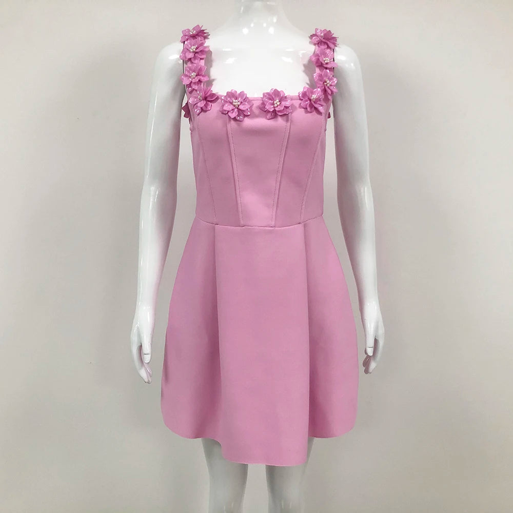 Elegant Sleeveless Appliques Diamond Flower