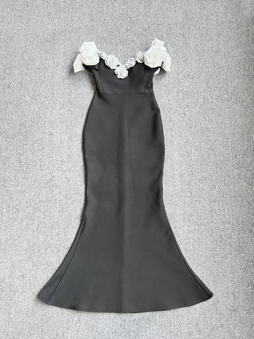 Sexy Off Shoulder Black Flower Maxi