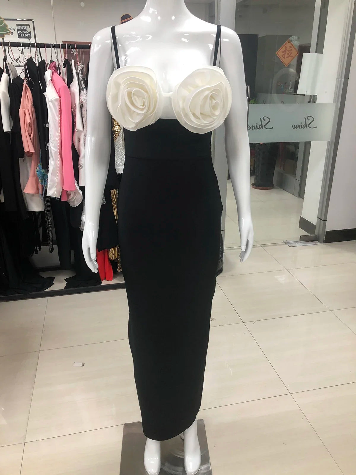2024 New Black Sexy Strap Flower