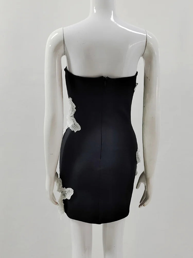 Colorblock Spliced Appliques Slim Patchwork Pearl