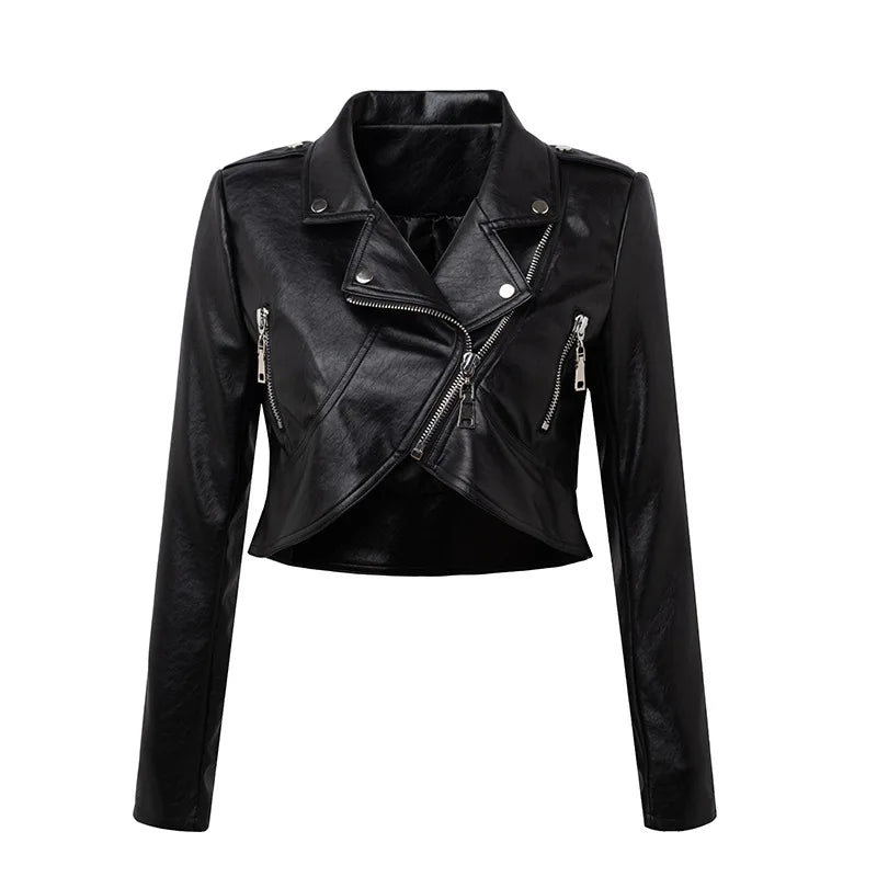 Rivet beading Pu Leather Jacket