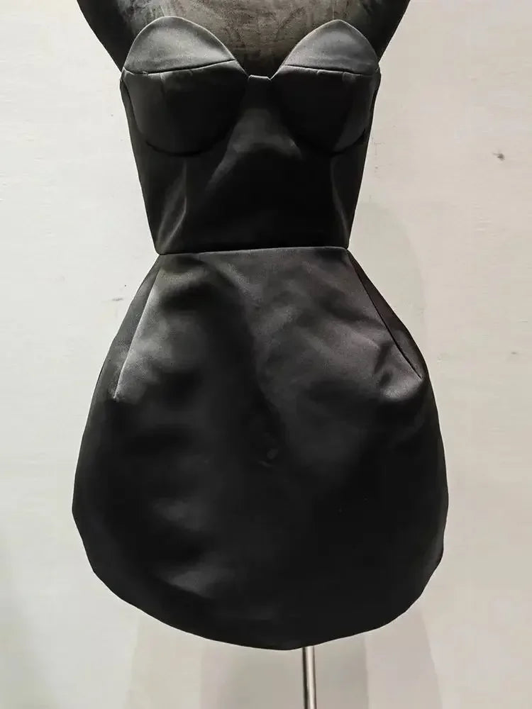 Black Sexy Strapless A-line