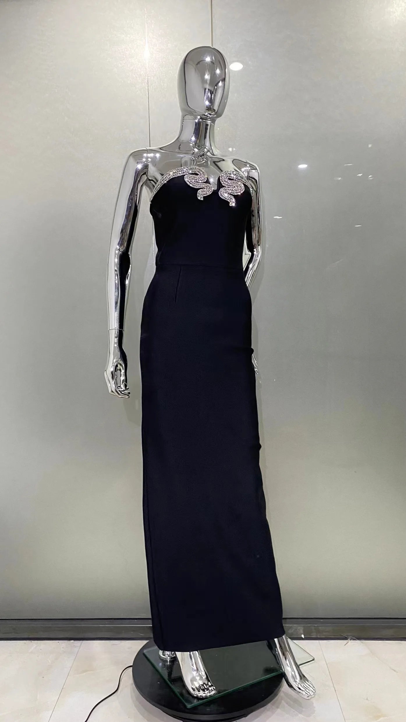 High Quality Strapless Rhinestones Bodycon Dress