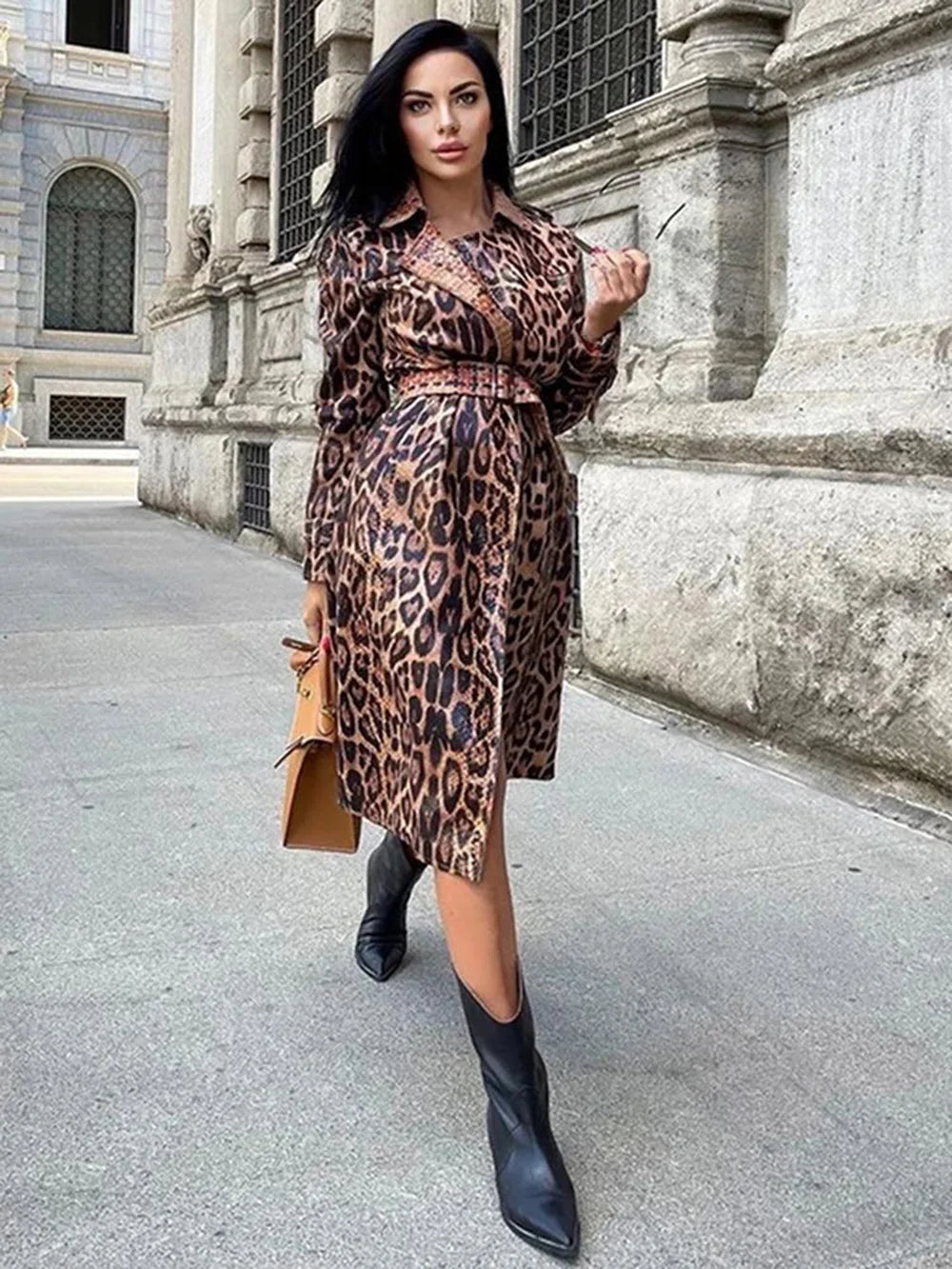 High Quality Winter New Snake Print Coat