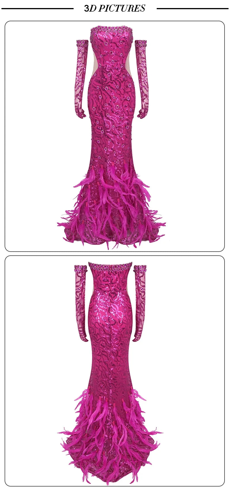 New Hot Pink Feathers Evening Dresses