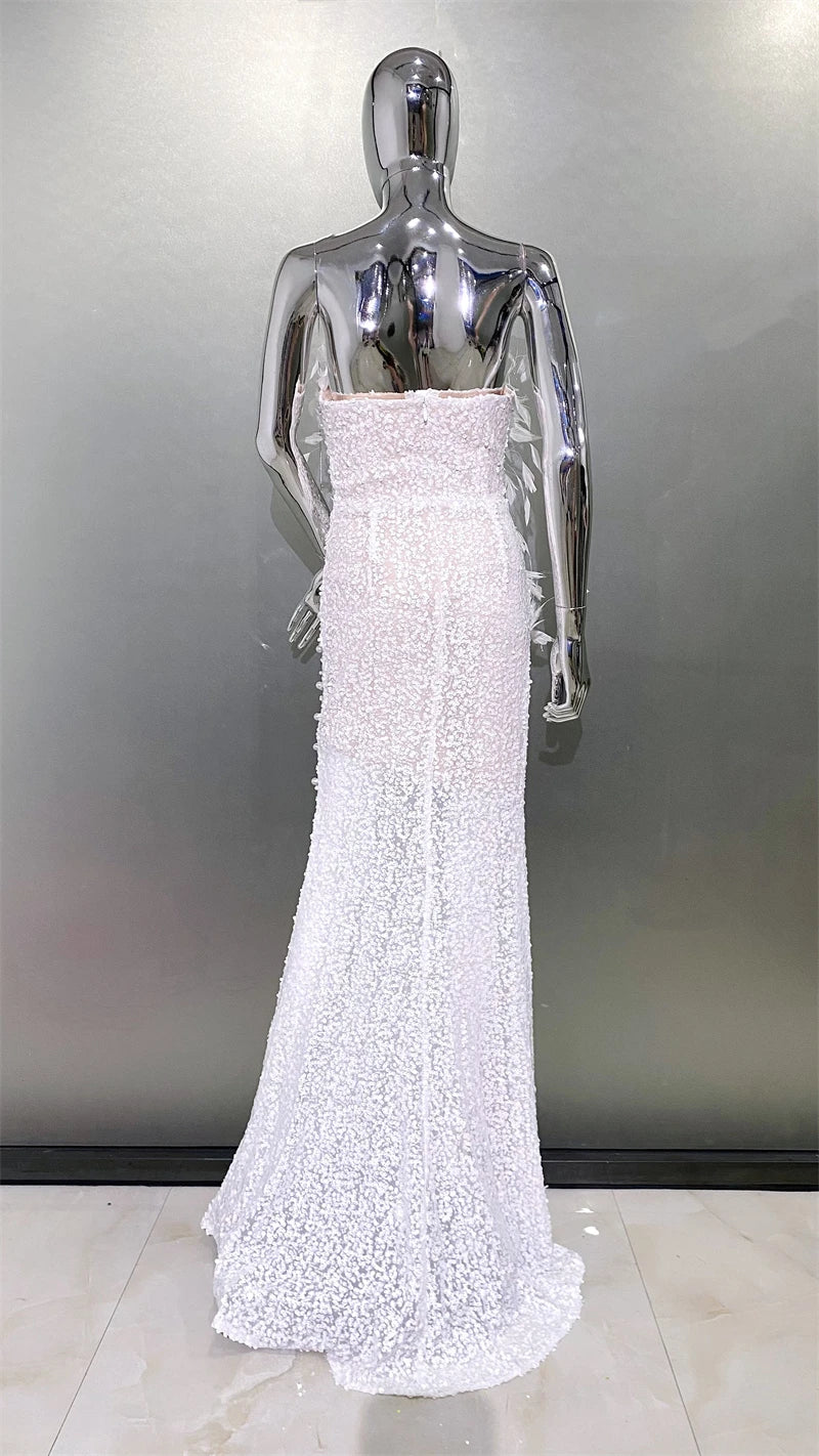 Top Quality Sexy Strapless Shinning Sequins