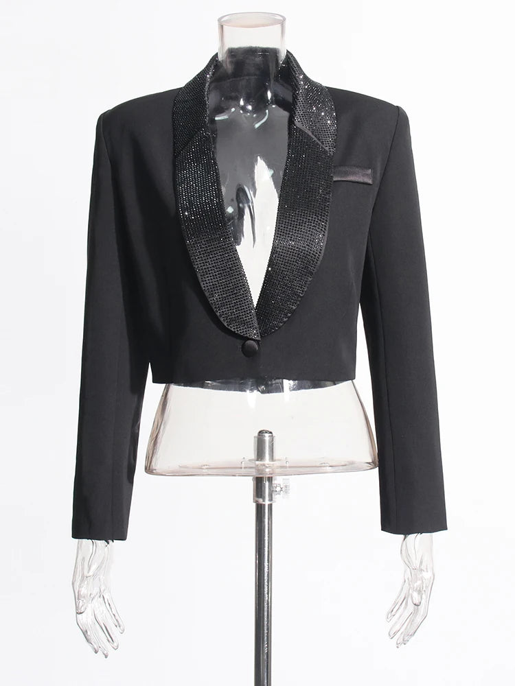 Solid Patchwork Diamonds Backless Blazer