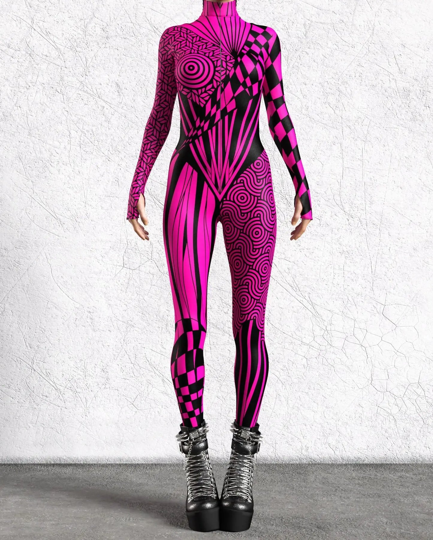 Cyber Punk Art Irregular Lines Jumpsuit