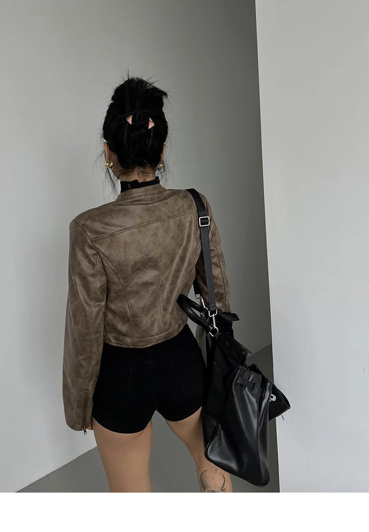 Leather Short Coat Women