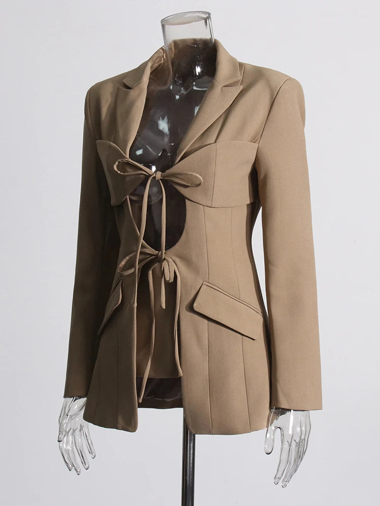 Patchwork Lace Up Blazer