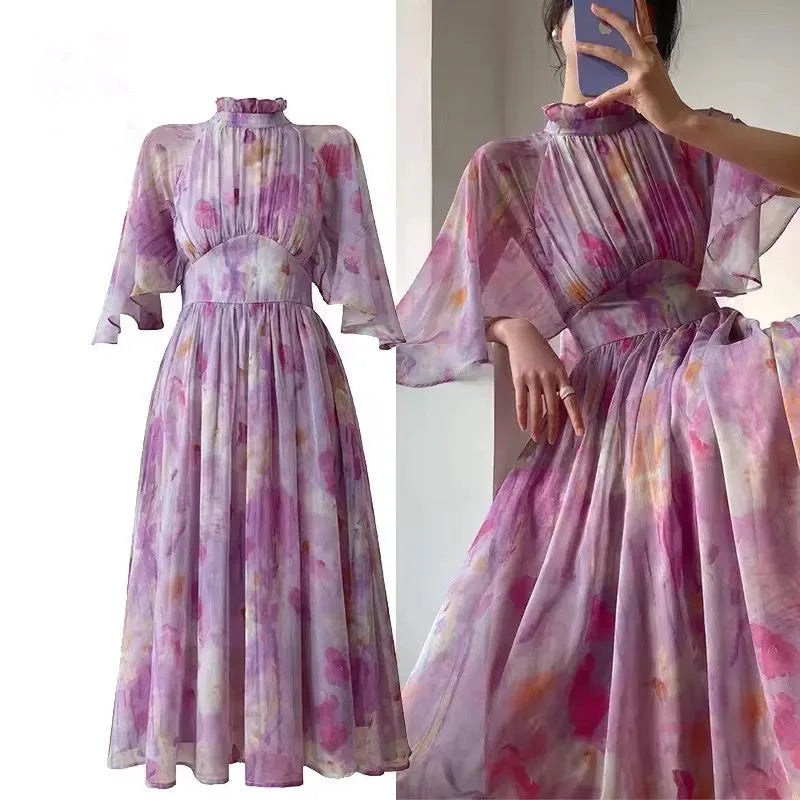 France Summer Holiday Flowers Dress Runway
