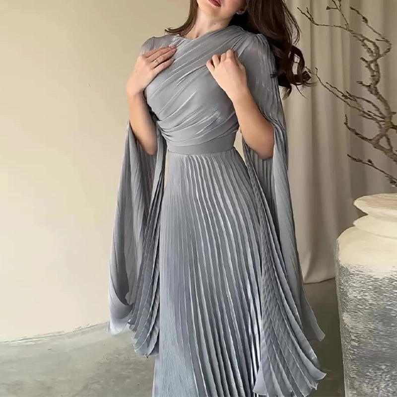 Elegant Solid Color Pleated Robe