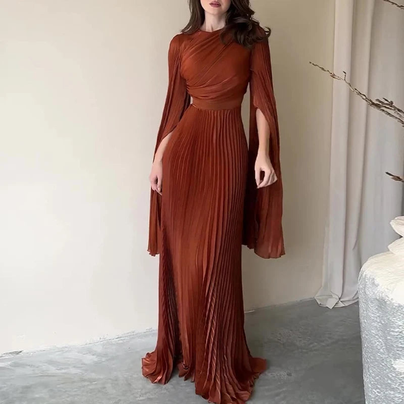 Elegant Solid Color Pleated Robe