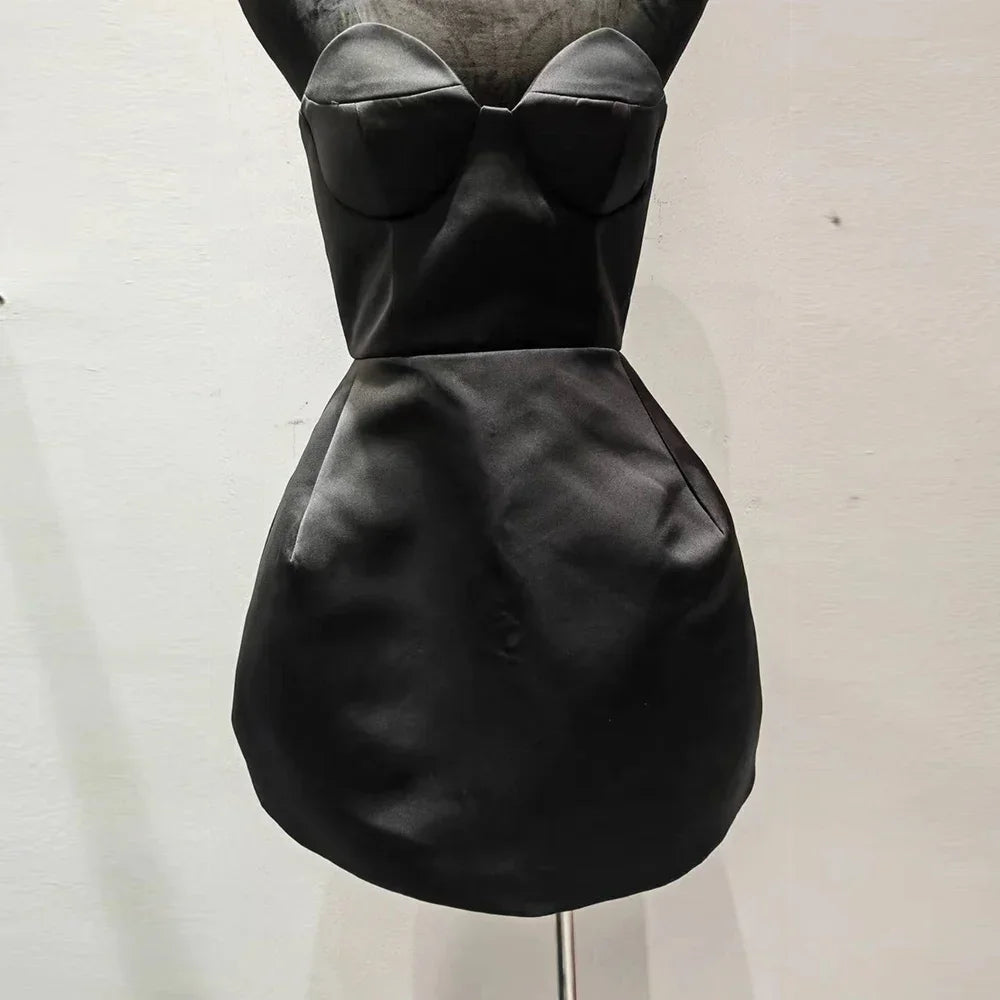 Black Sexy Strapless A-line