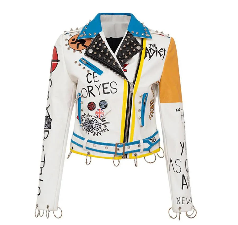 Rivet beading Pu Leather Jacket