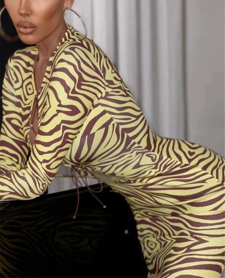 Zebra Print Yellow Pencil Long Dresses