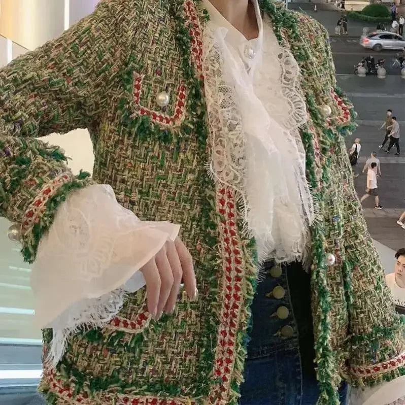 Fringed Jacket Tweed Pearls