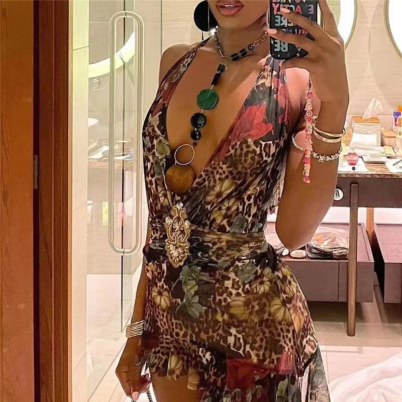 London sexy halter dress with skirt and beaded halter