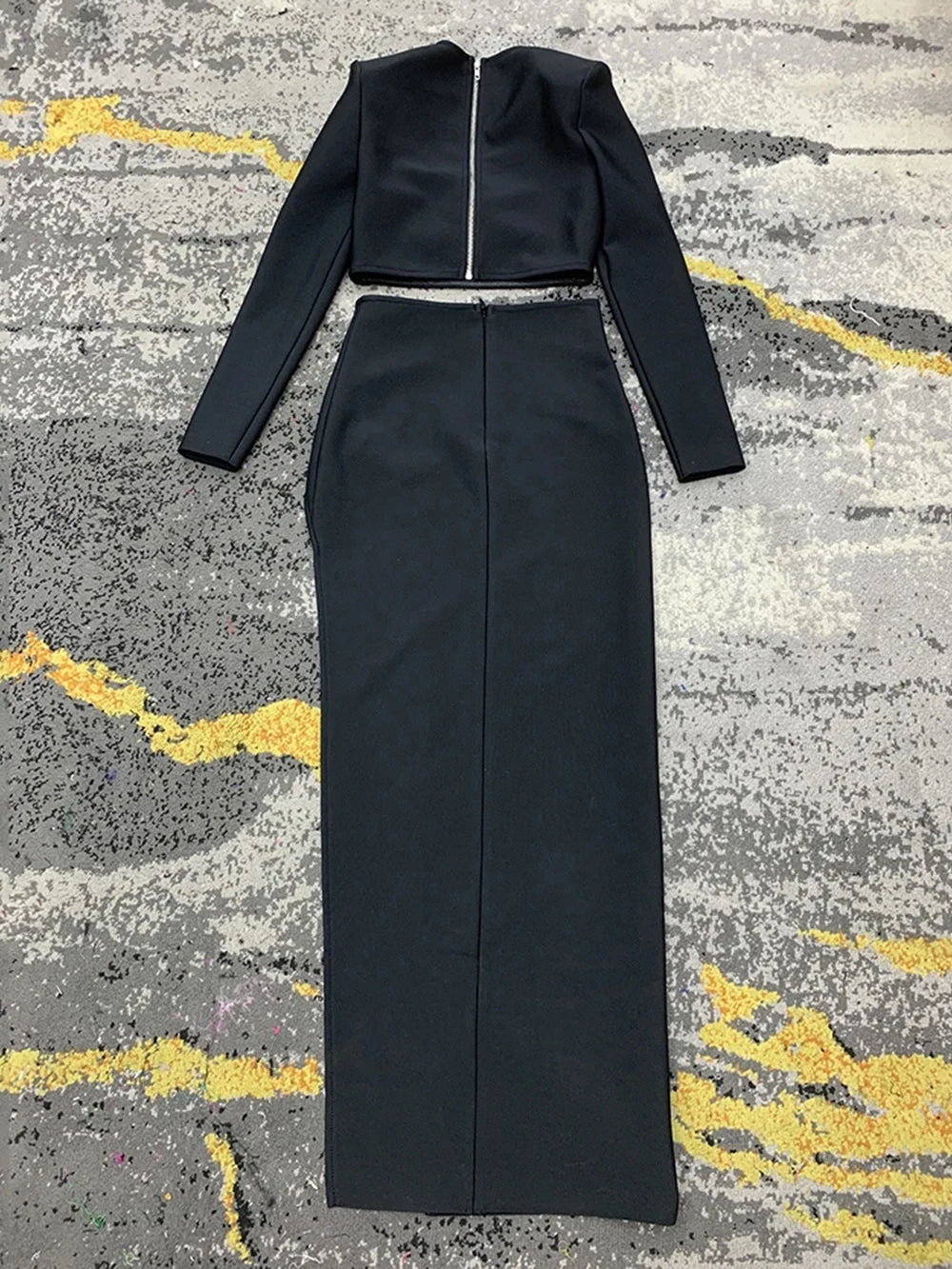 Diamond Short Top+Side Slit Long Skirt