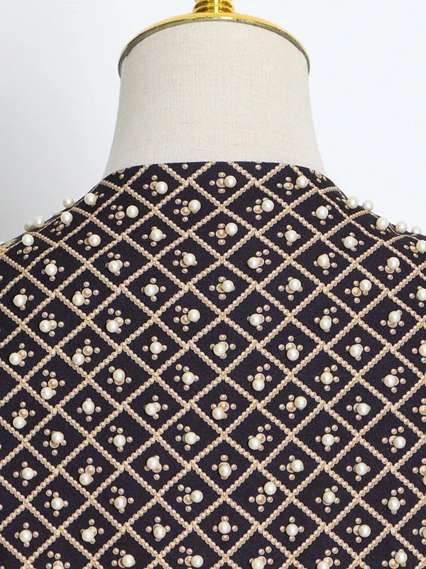 Pearl Suit Printed Long-Sleeved V-Neck