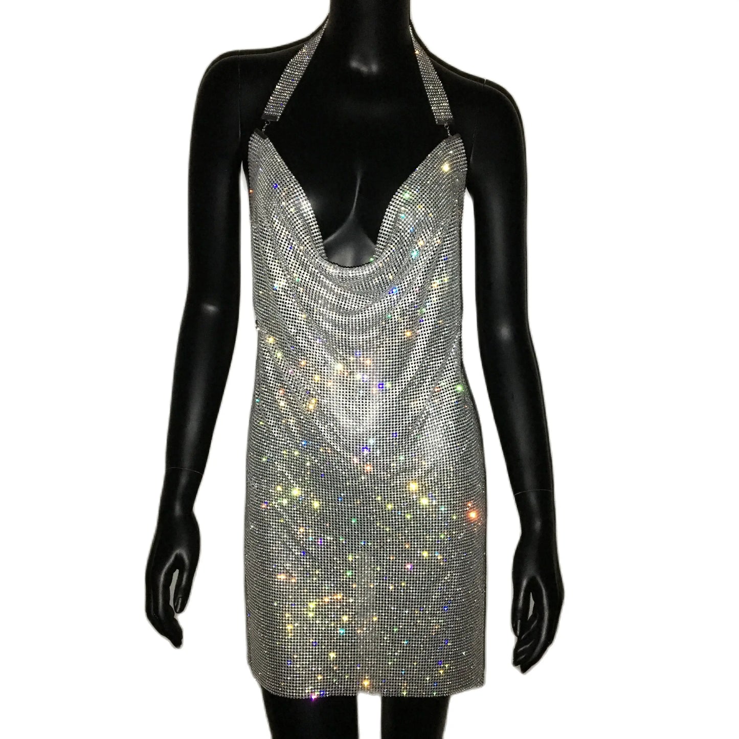 Rhinestone Metal Dress Sexy