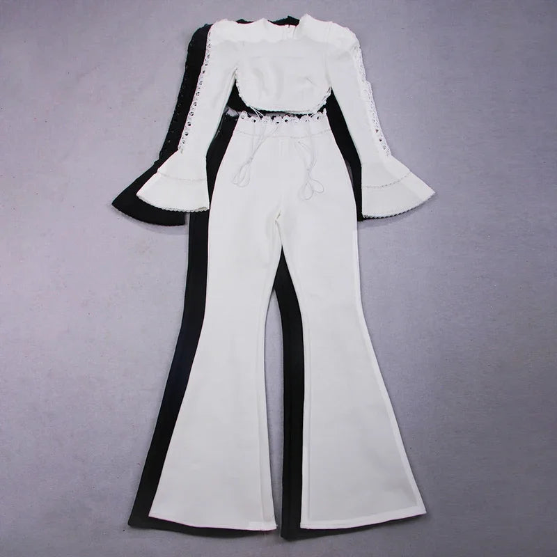 Flare Black White Two Pieces Bandage Set