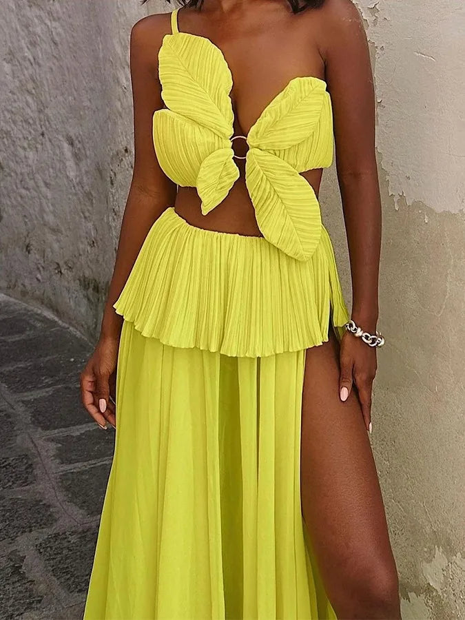 3D Leaf Shaped Flower Design Beach Suit