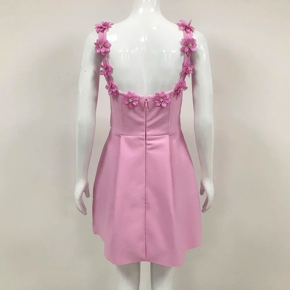 Elegant Sleeveless Appliques Diamond Flower