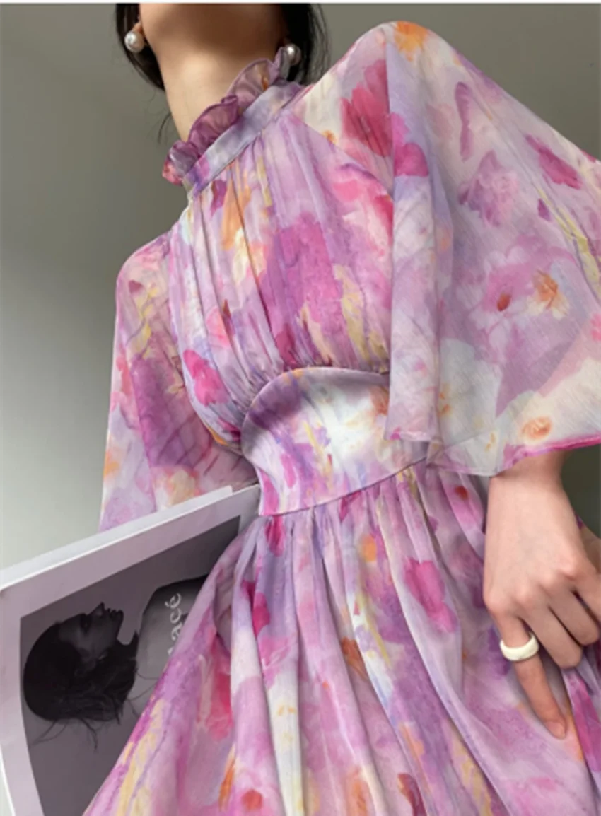 France Summer Holiday Flowers Dress Runway