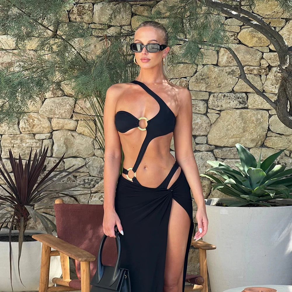 Two-Pieces One Shoulder Push-Up Padded Bra