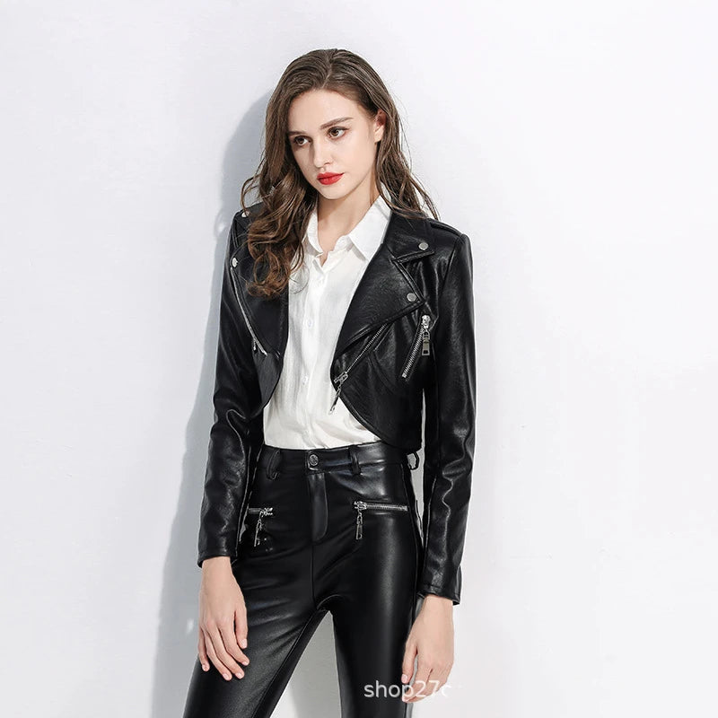 Rivet beading Pu Leather Jacket