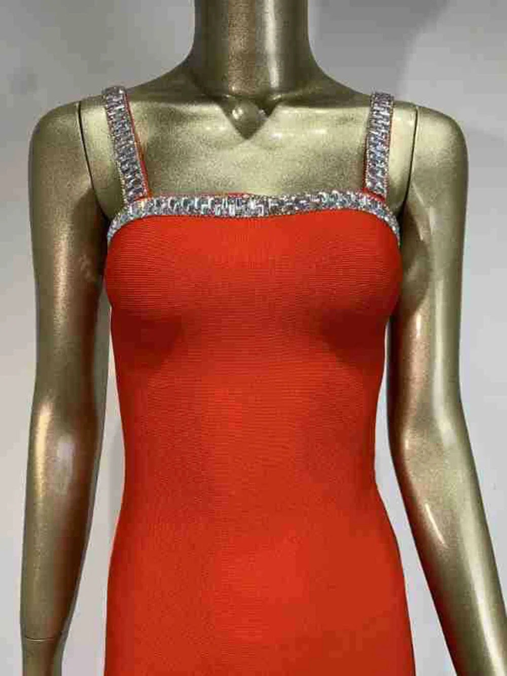 Red Sexy Rhinestone Tight Dress
