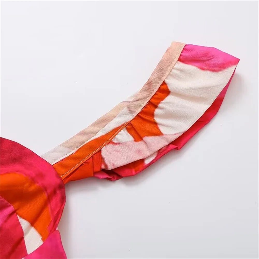 Slim Fit Print, Split temperament, Hanging Strap Dress
