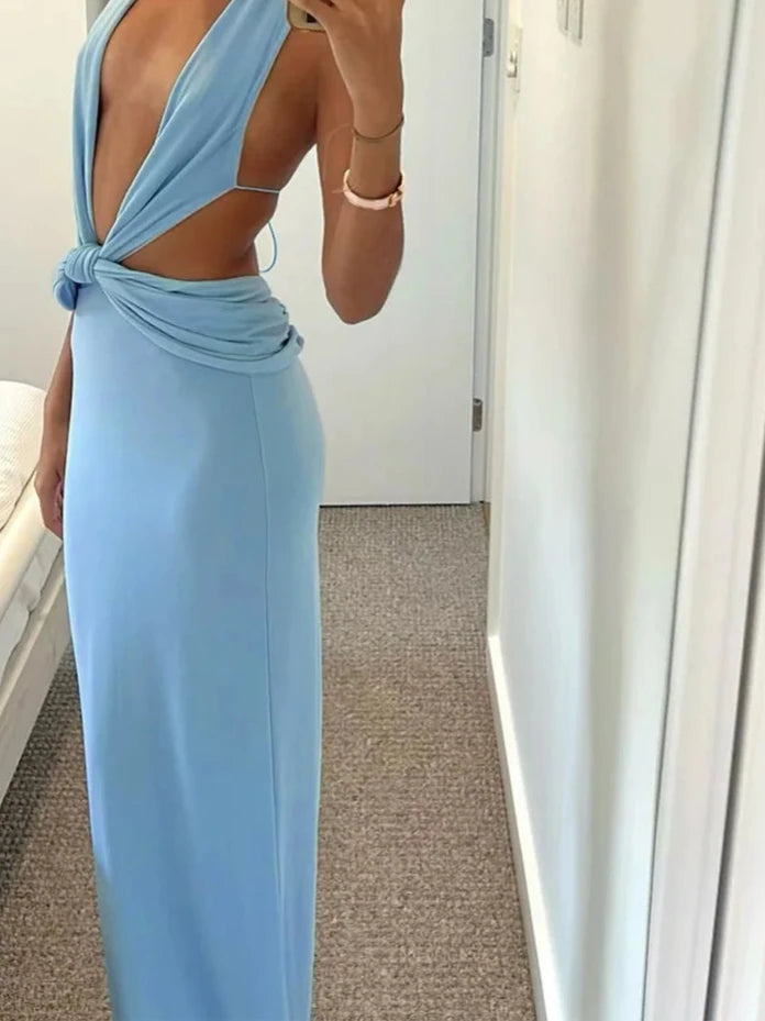 Halter Shirring Maxi
