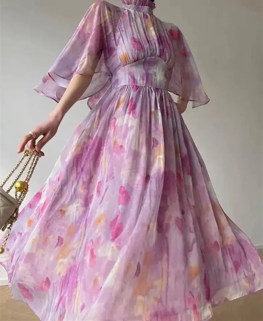 France Summer Holiday Flowers Dress Runway
