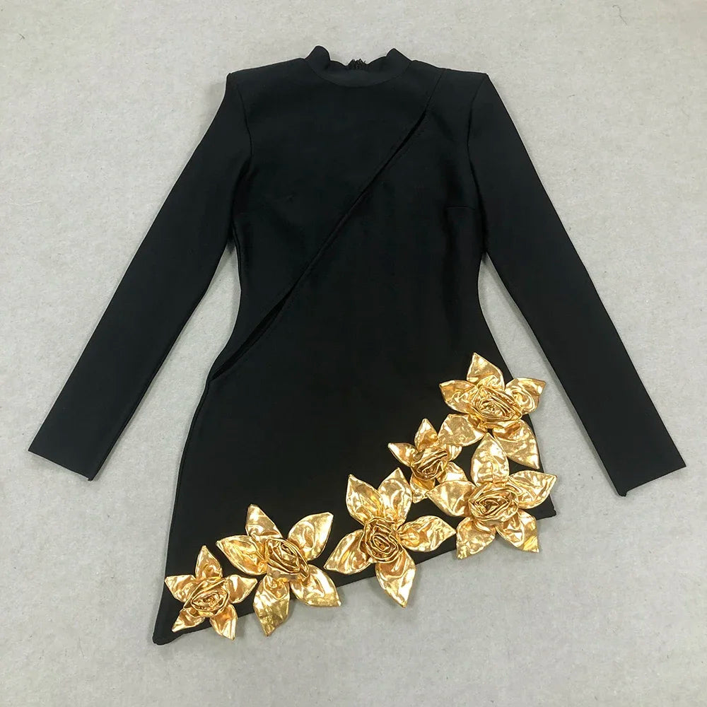 Sexy Long Sleeve Cut Out Black