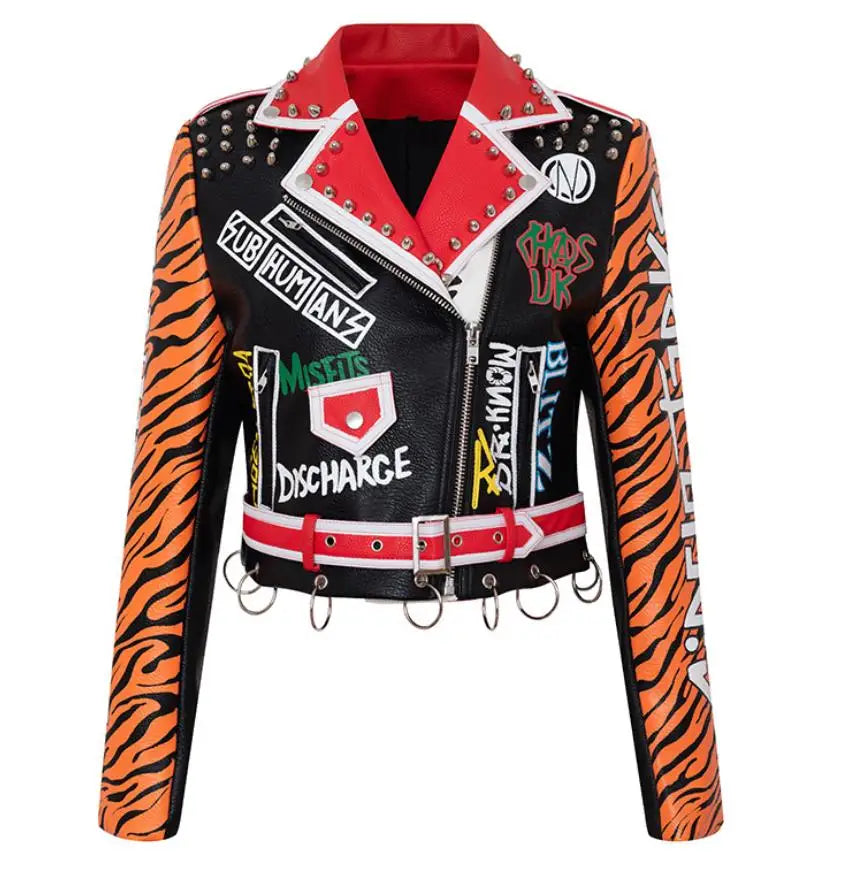 Rivet beading Pu Leather Jacket