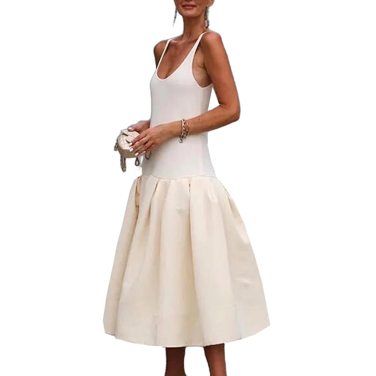 Camisole Skirt with Pleated Slim Fit