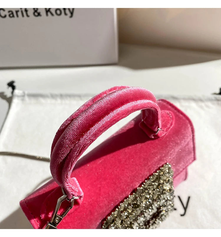 Luxury Design Velvet Handbag Bling