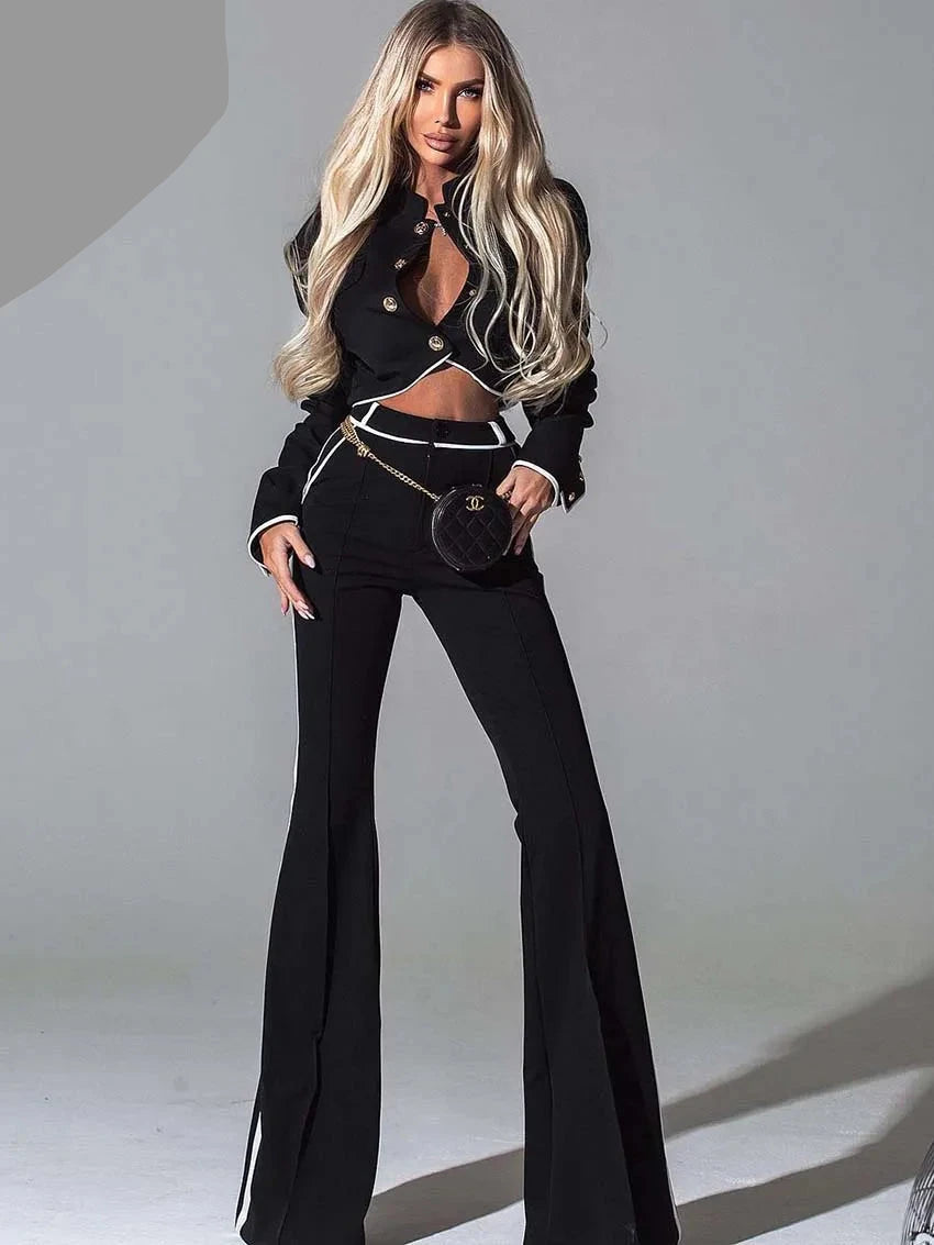 Elegant Black Patchwork 2 Piece