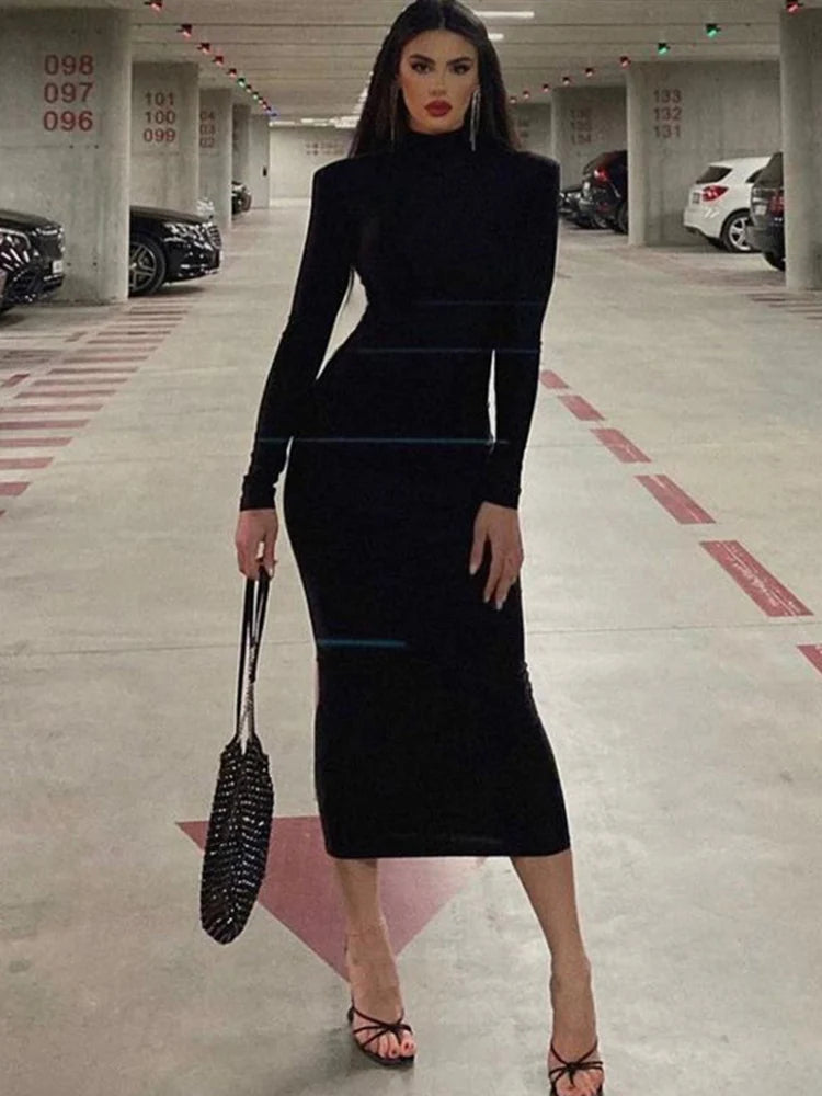 Turtleneck Black Sexy Bodycon