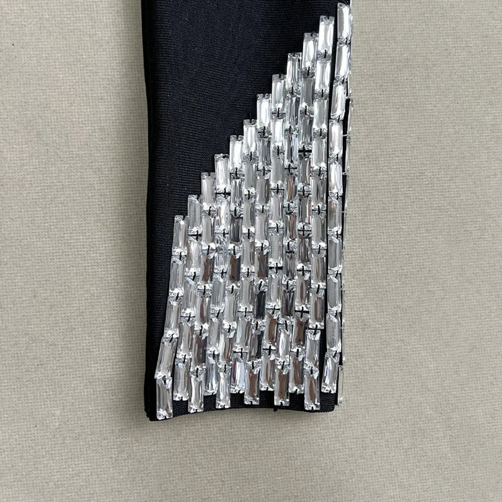 2024 Black Long Blocked Luxury Diamond