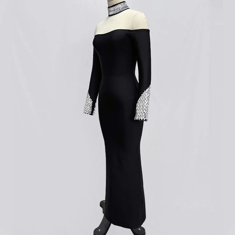 2024 Black Long Blocked Luxury Diamond