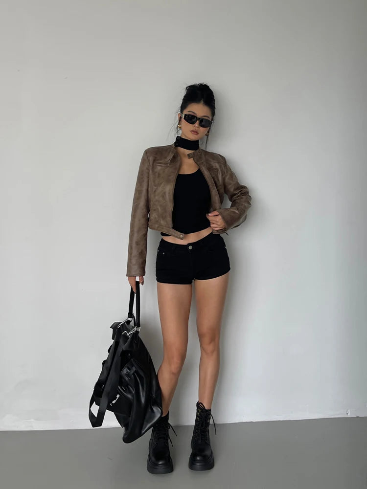 Leather Short Coat Women