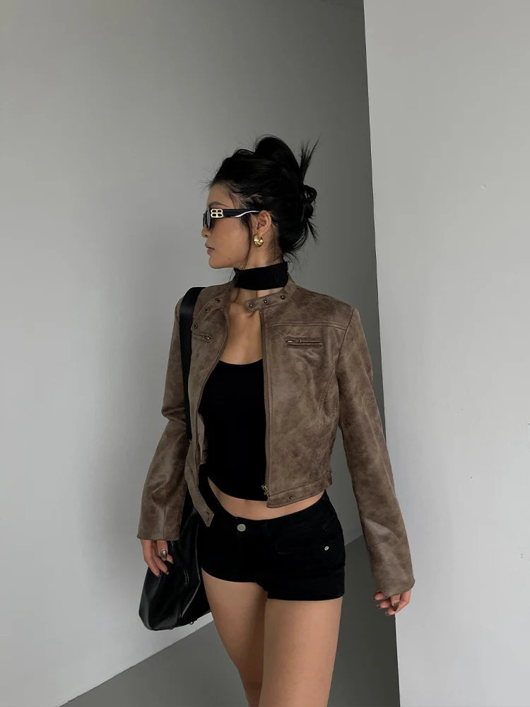 Leather Short Coat Women