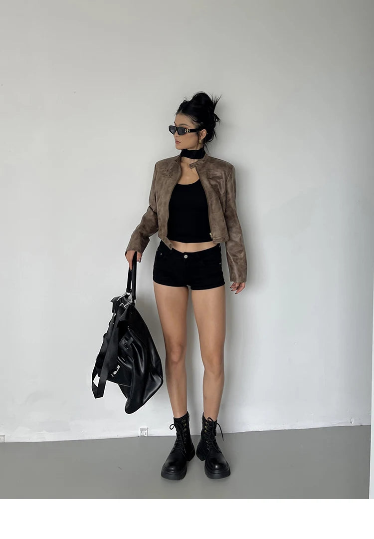 Leather Short Coat Women